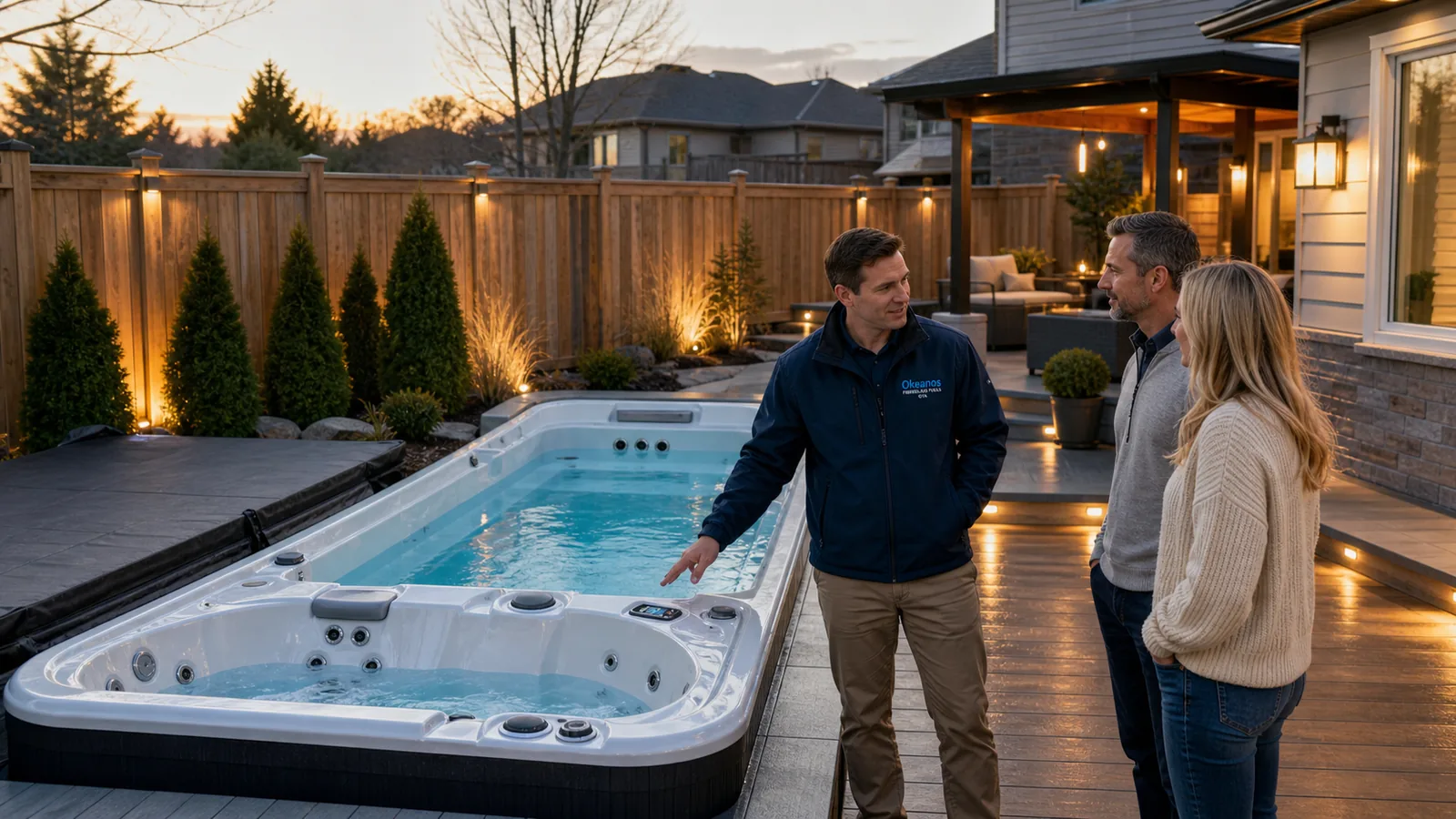 backyard spa consultation for fiberglass pool and spa planning