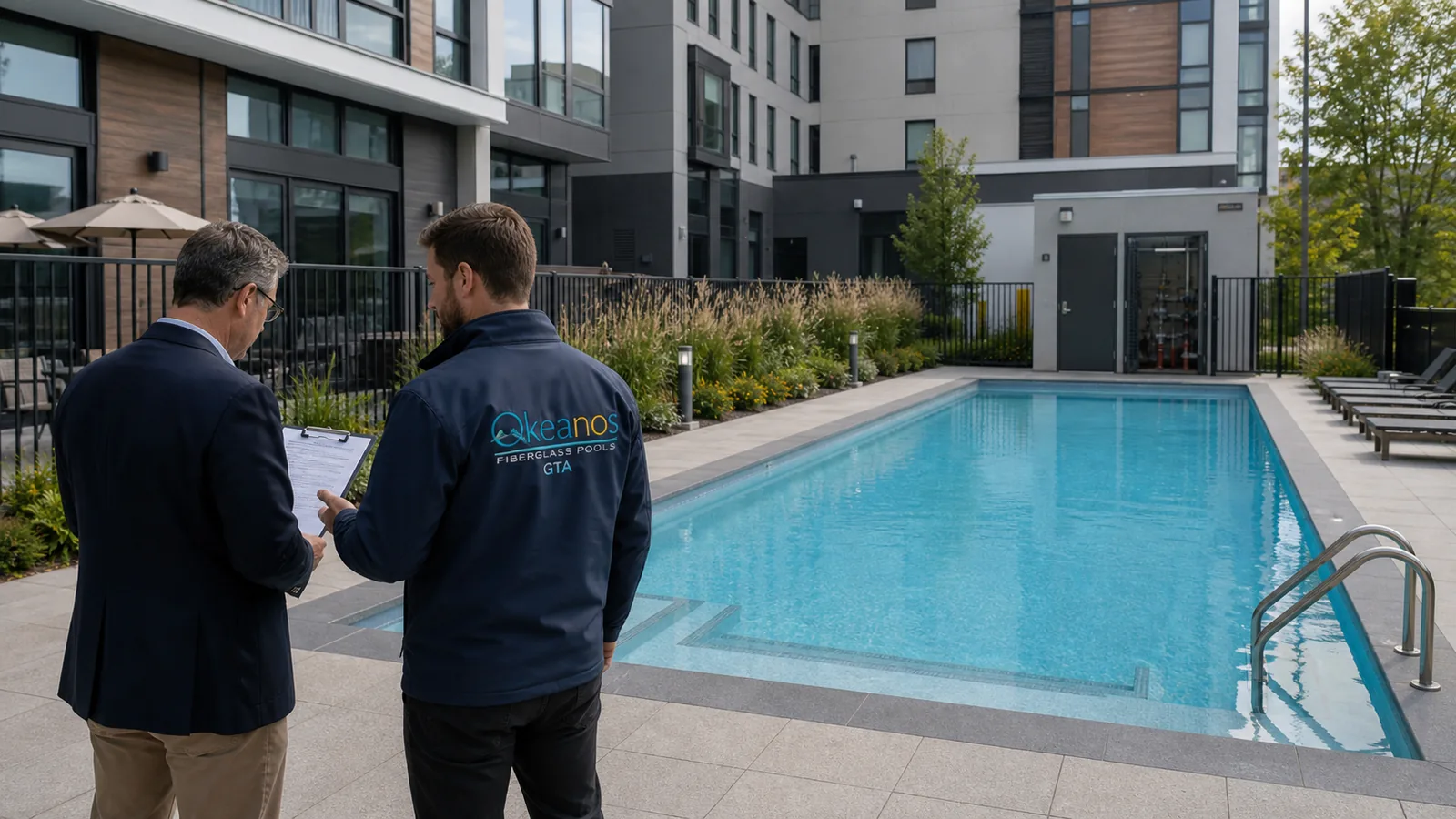 urban pool planning for compact property fiberglass pool installation